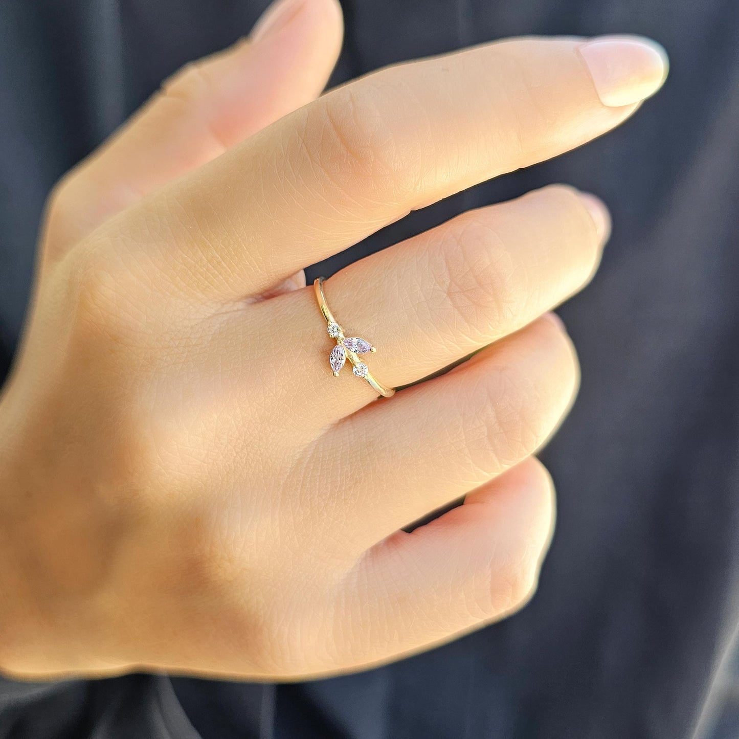 14K Gold Marquise Lavender and Diamond Ring - 8S8LAV