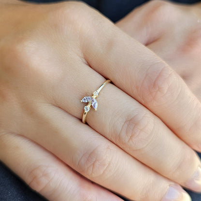 14K Gold Marquise Lavender and Diamond Ring - 8S8LAV