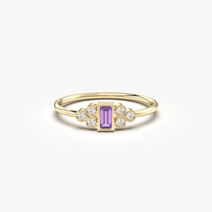 18K Gold Baguette and Cz Ring - 8S81AME