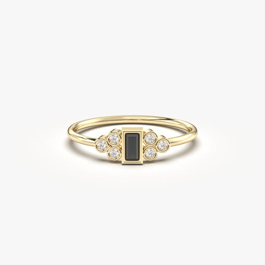 14K Gold Baguette and Diamond Ring - 8S81BLK