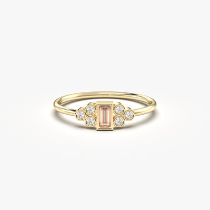 14K Gold Baguette Champagne and Diamond Ring - 8S81CHMP