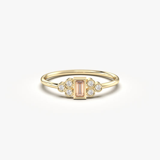 10K Gold Baguette Champagne and Cz Ring - 8S81CHMP