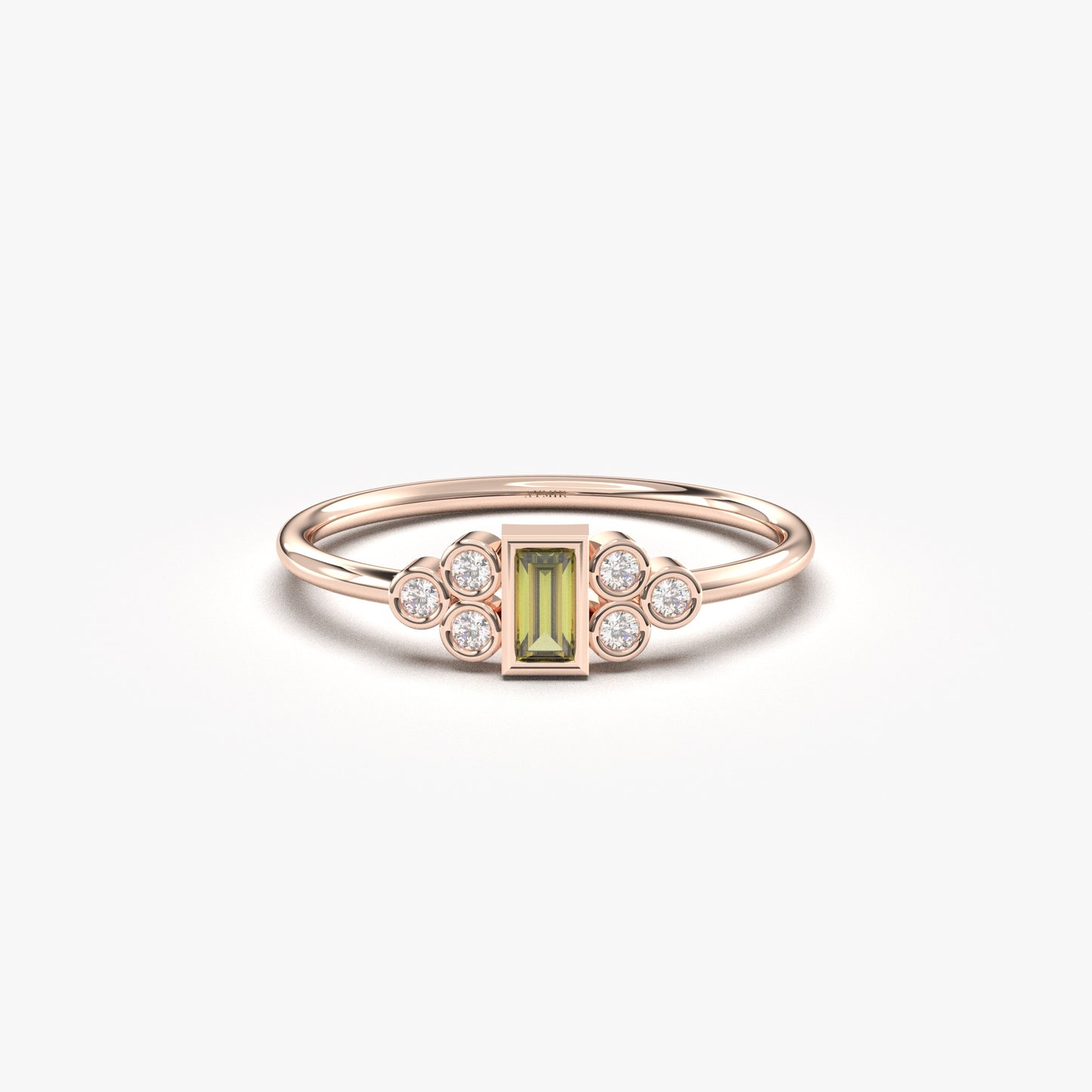 10K Gold Unique Baguette Peridot and Cz Ring - 8S81PER