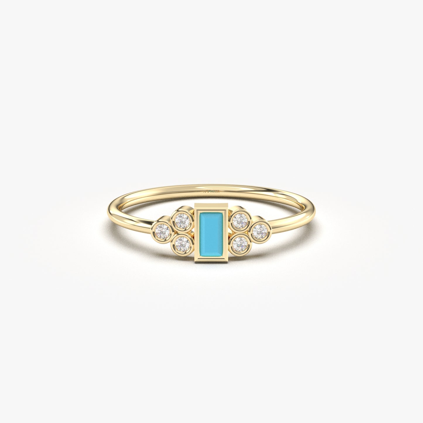 10K Gold Dainty Turquoise and Cz Ring - 8S81TURQ
