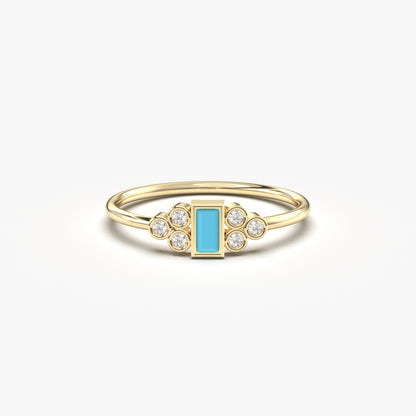 10K Gold Dainty Turquoise and Cz Ring - 8S81TURQ