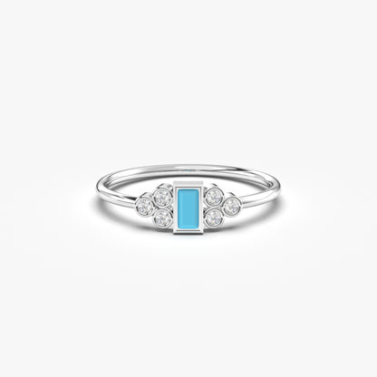 10K Gold Dainty Turquoise and Cz Ring - 8S81TURQ