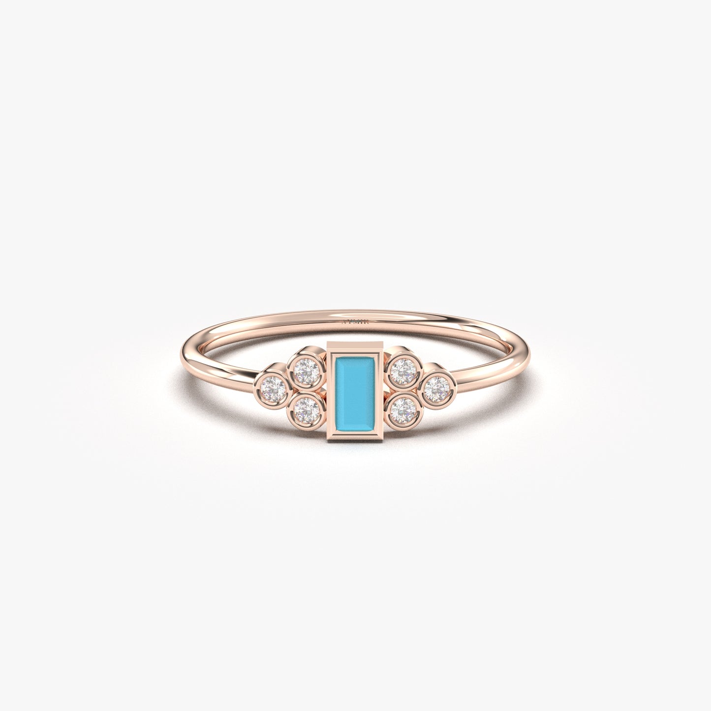 10K Gold Dainty Turquoise and Cz Ring - 8S81TURQ