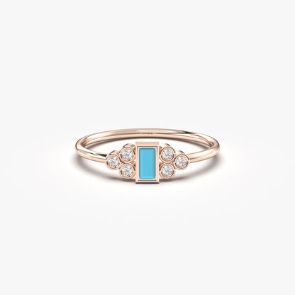 10K Gold Dainty Turquoise and Cz Ring - 8S81TURQ