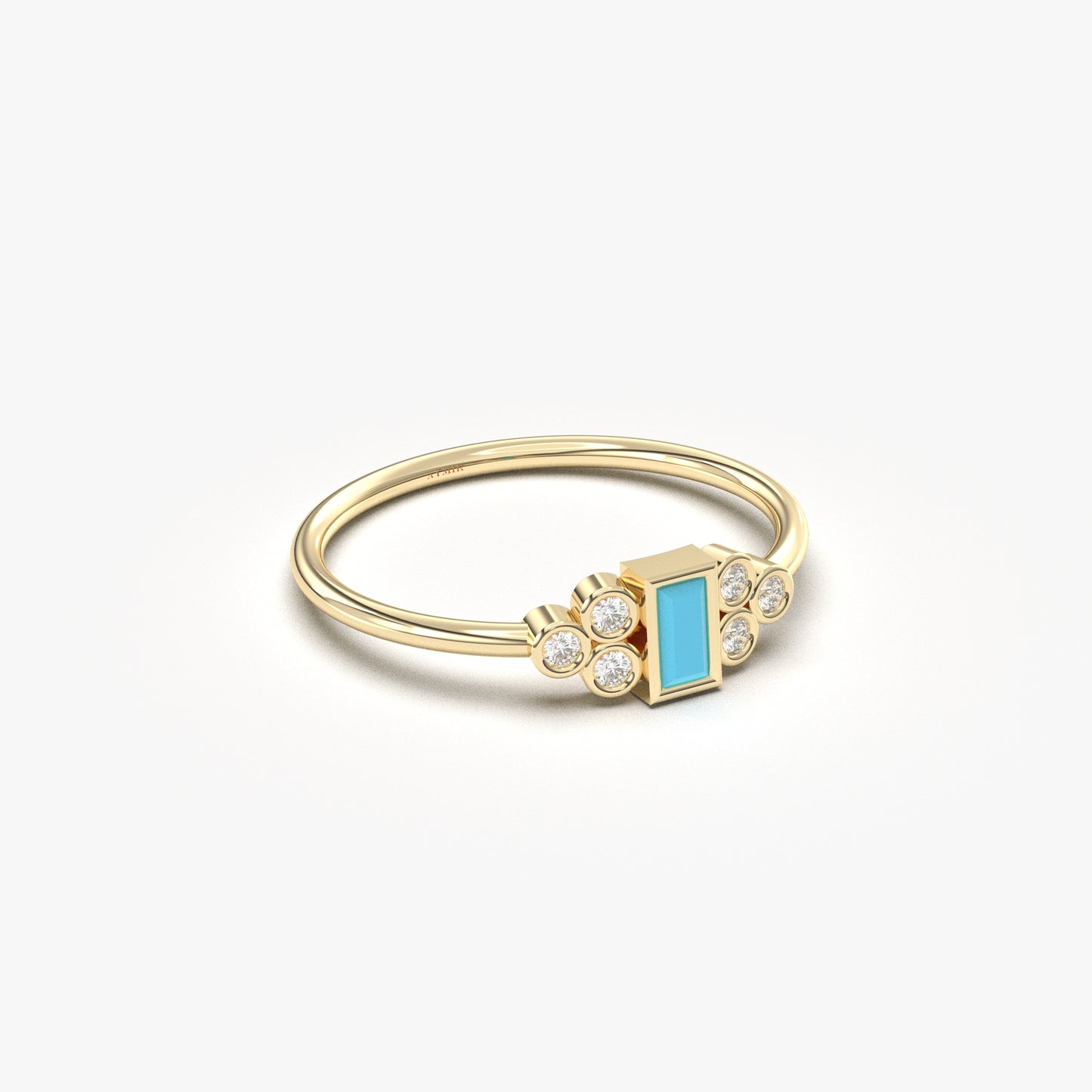 10K Gold Dainty Turquoise and Cz Ring - 8S81TURQ