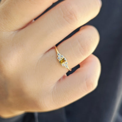 14K Gold Unique Baguette Peridot and Diamond Ring - 8S81PER