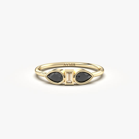10K Gold Pear and Diamond Ring - 8S88BLK
