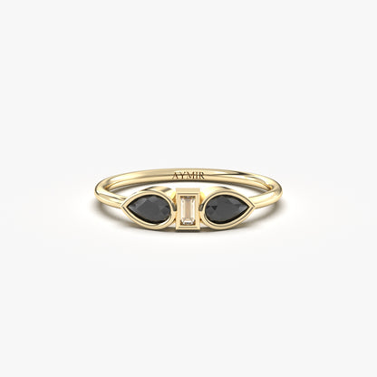 18K Gold Pear and Cz Ring - 8S88BLK