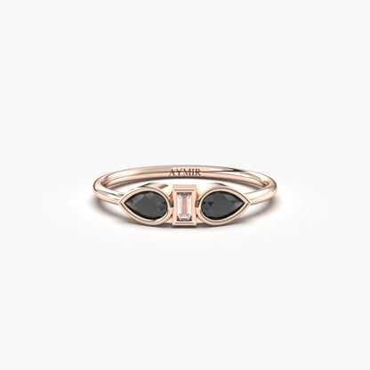 18K Gold Pear and Cz Ring - 8S88BLK