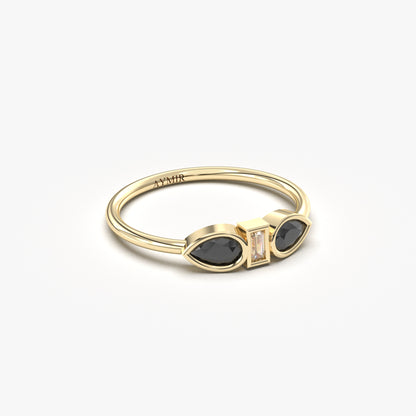 18K Gold Pear and Cz Ring - 8S88BLK