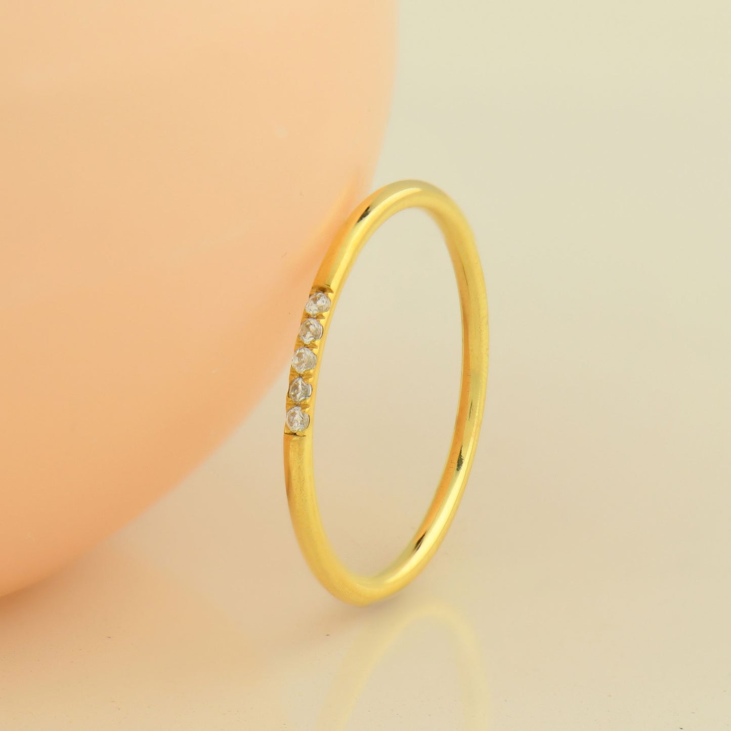 10K Gold Minimalist Thin Diamond Ring - 2S40