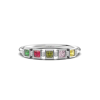 10K Gold Personalized 5 Stone Birthstone Family Ring - 2S198FAM5
