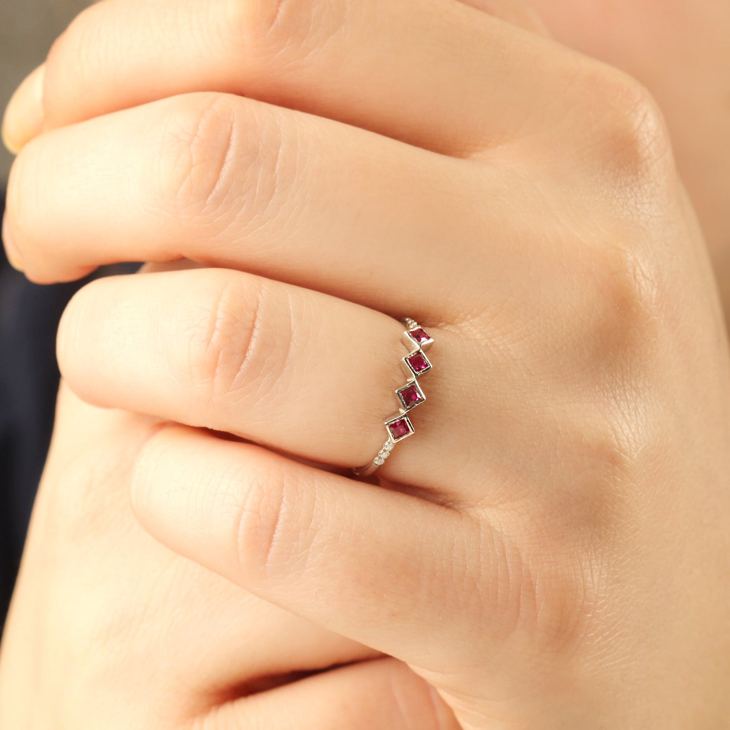 10K Gold 4 Stone Princess Ruby Ring - 2S170RBY