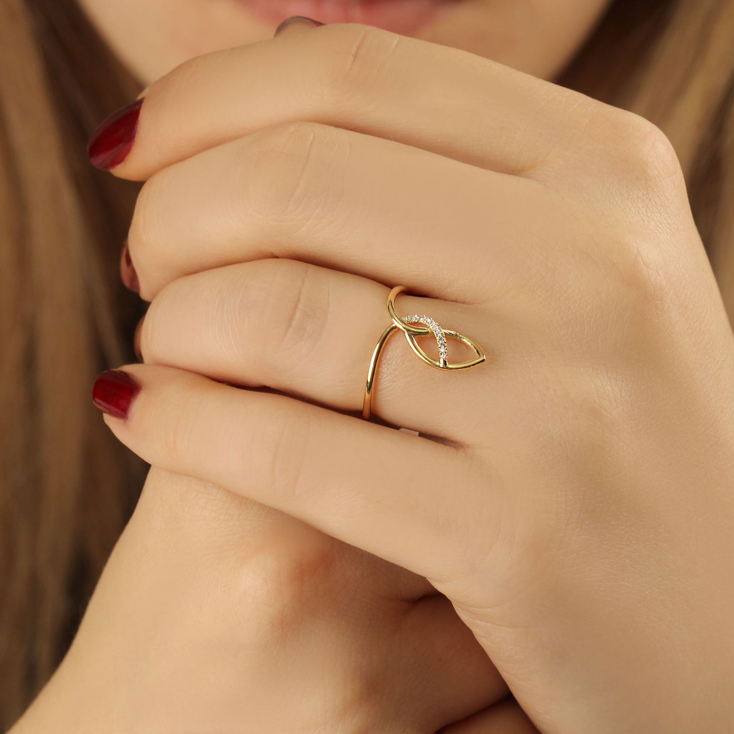 14K Gold Spiral Design Diamond Ring - LR40