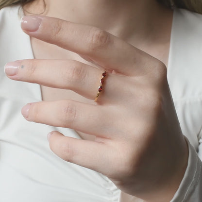 18K Gold 3 Stone Marquise Garnet Ring - 2S125GAR