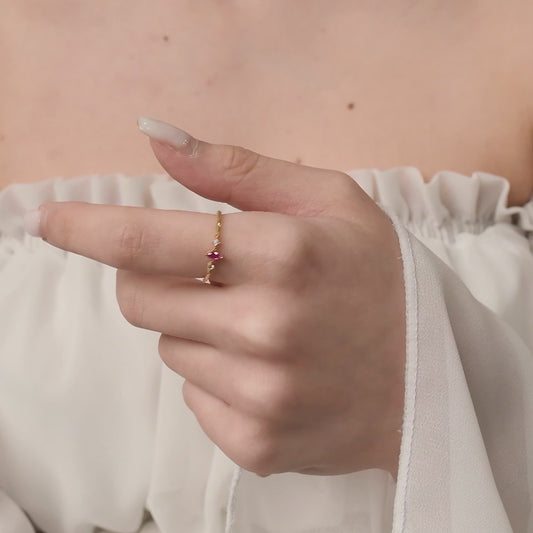 10K Gold Marquise Ruby Ring - 2S111RBY