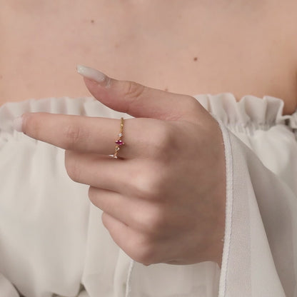 18K Gold Marquise Ruby Diamond Ring - 2S111RBY